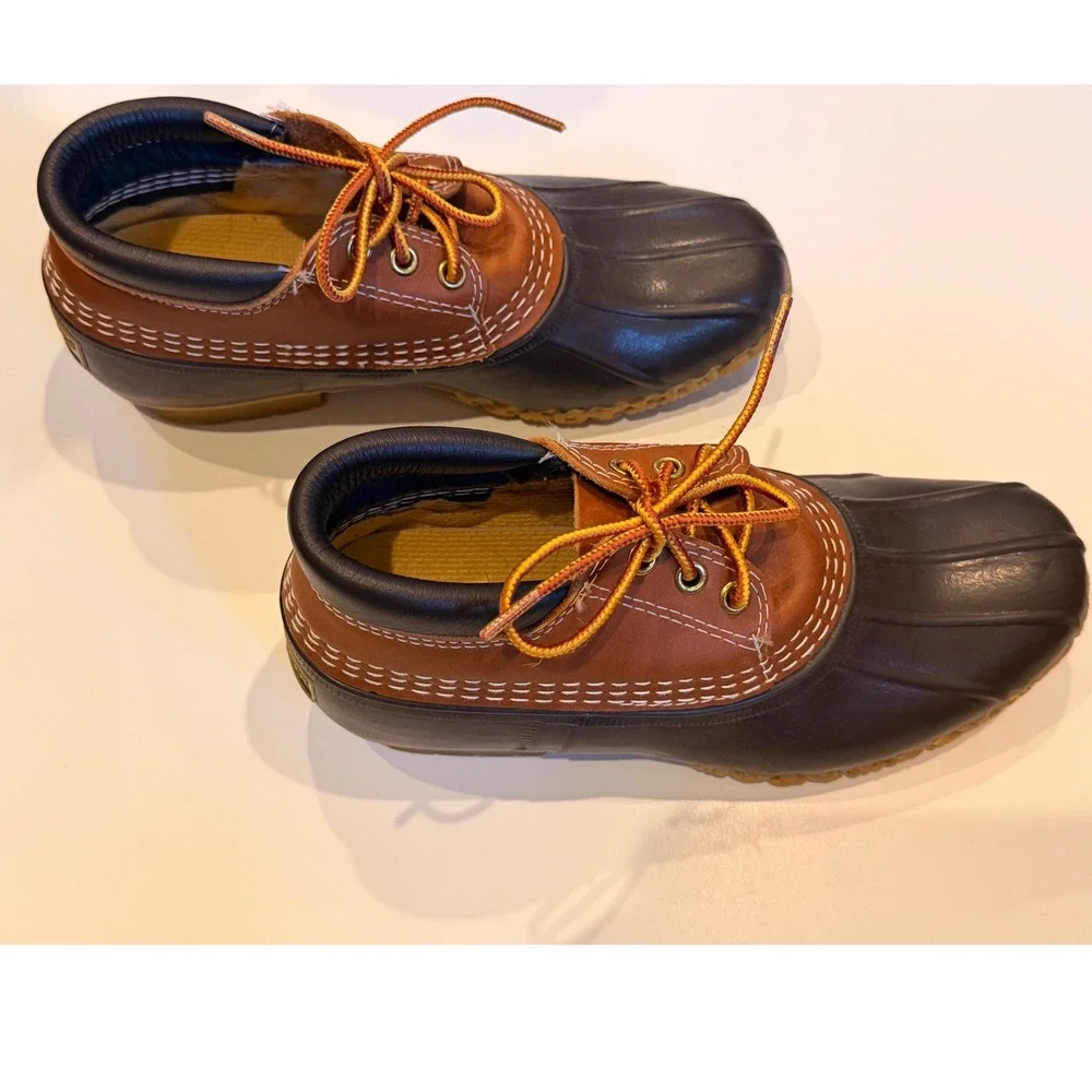 LL Bean Bean Boots Womens 6 M Brown Leather Gumshoe Duck Boots Low Top